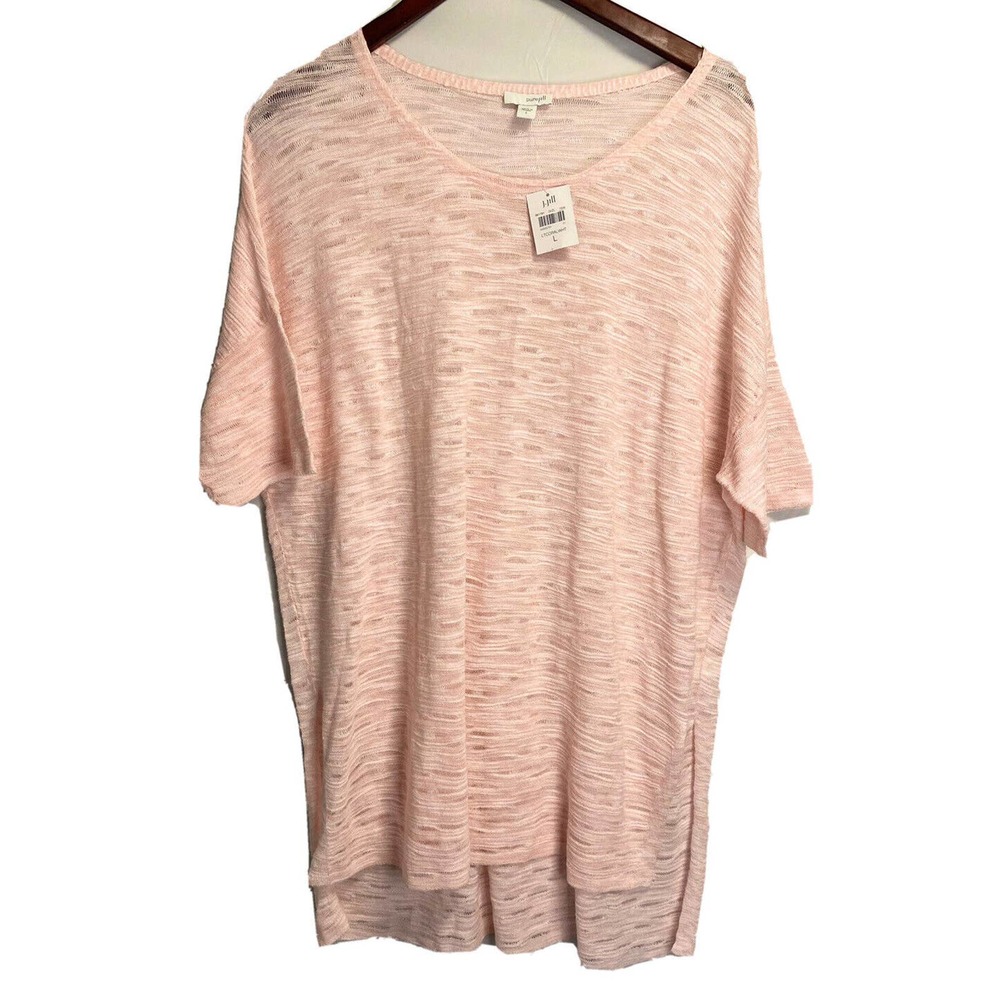 Nwt J. Jill Pure Jill Womens Open Knit Tunic Long Pink Coral Size Large